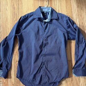 Zara Men's blue & white Button-Down Shirt